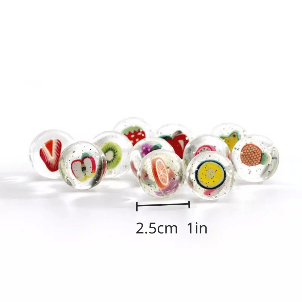 25mm Funny Floating Jumping Balls Clear Rubber Fruits Bouncing Balls