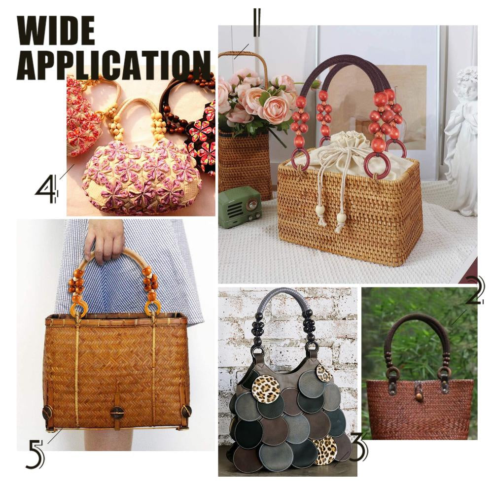 4pcs Purse Handle Wood Beads Bag Replacement Accessories