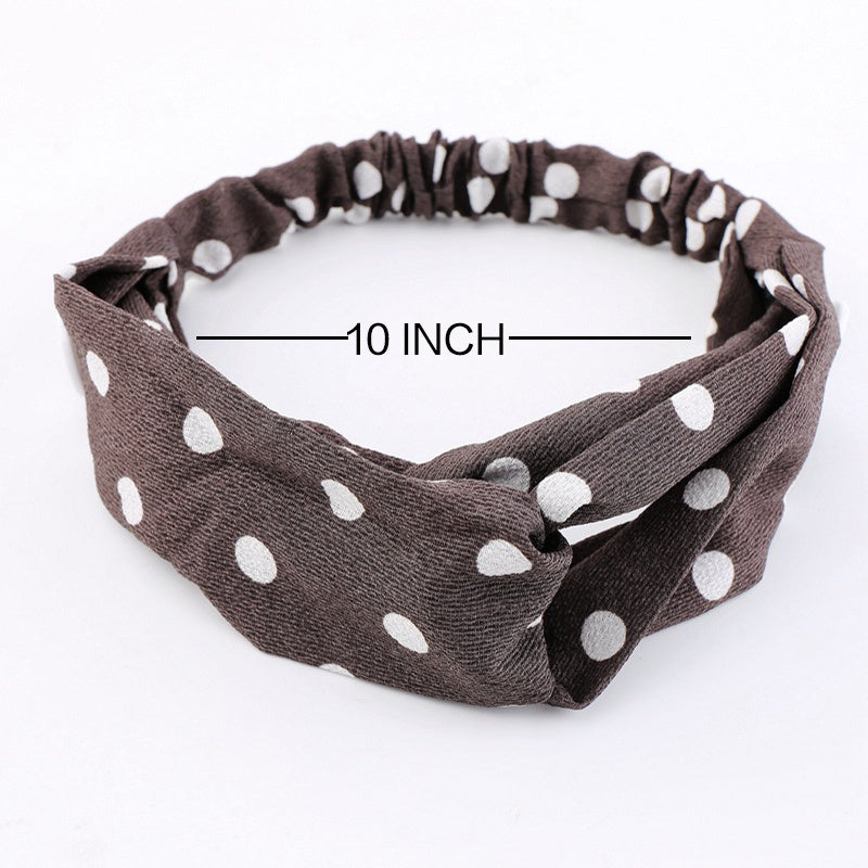 Polka Dotted Twisted Fabric Elastic Headband Soft Hair Band