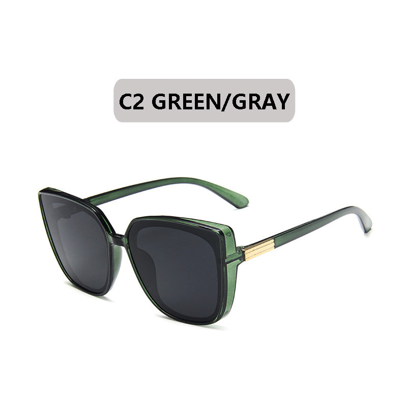 Cat Eye Sunglasses Large Mirror Lens UV400