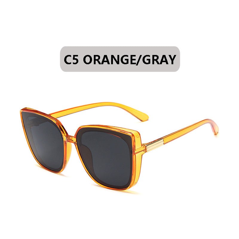 Cat Eye Sunglasses Large Mirror Lens UV400