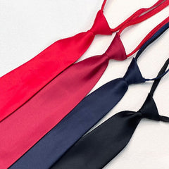 Men's Pre Tie Solid Zipper Necktie for Wedding Party