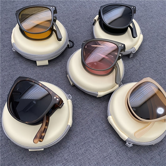 Polarized Folding Sunglasses Travel Eyewear Women Ladies Stylish Square