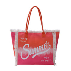 Tie Dye Letter Print Tote Bag Large Capacity Shoulder Bag for Women