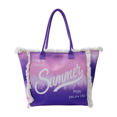 Tie Dye Letter Print Tote Bag Large Capacity Shoulder Bag for Women