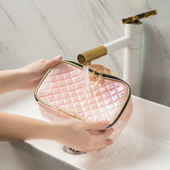 Waterproof Quilted Makeup Bag Lightweight Portable Travel Storage