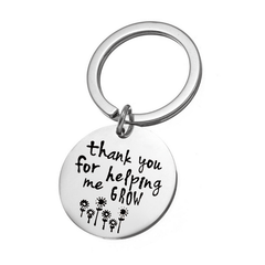 Teacher's Gift Keychain Thank You For Helping Grow Keyring Jewelry Gift