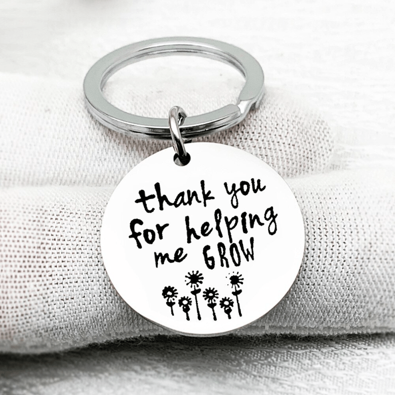 Teacher's Gift Keychain Thank You For Helping Grow Keyring Jewelry Gift