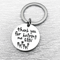 Teacher's Gift Keychain Thank You For Helping Grow Keyring Jewelry Gift