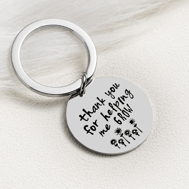 Teacher's Gift Keychain Thank You For Helping Grow Keyring Jewelry Gift