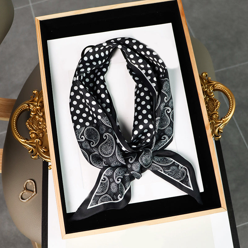 Polka Dot Paisley Print Skinny Scarf Long Ribbon Neckerchief Classic Decorative