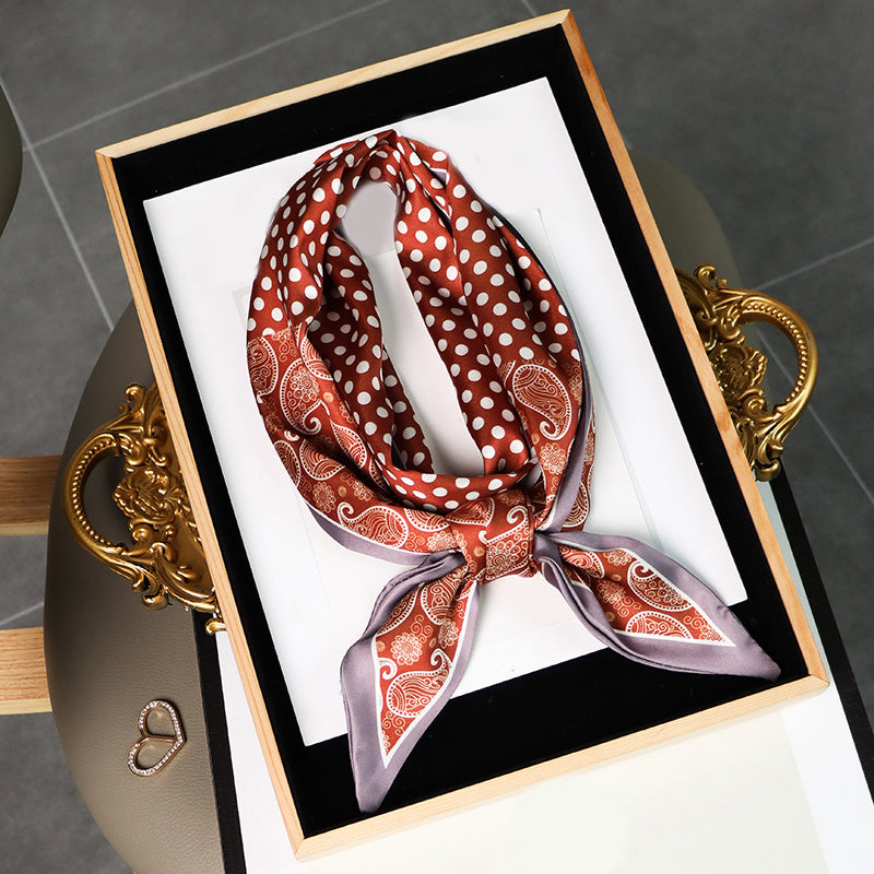Polka Dot Paisley Print Skinny Scarf Long Ribbon Neckerchief Classic Decorative