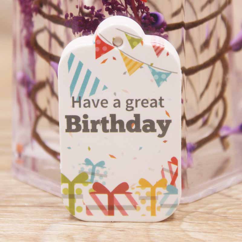 100pcs Cardboard Birthday Gift Small Tag Card Happy Birthday Label