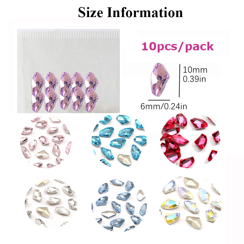 10pcs Pointed Back Nail Art Rhinestones Crystal Gemstones
