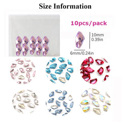 10pcs Pointed Back Nail Art Rhinestones Crystal Gemstones