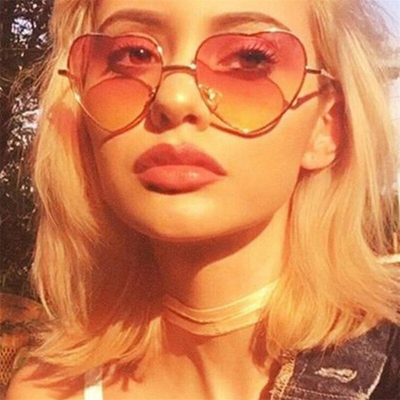 Y2K Ombre Heart Sunglasses Love Metal UV400 for Party Beach Club