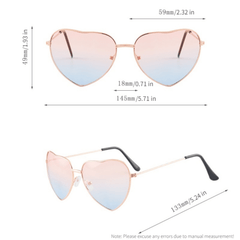 Y2K Ombre Heart Sunglasses Love Metal UV400 for Party Beach Club