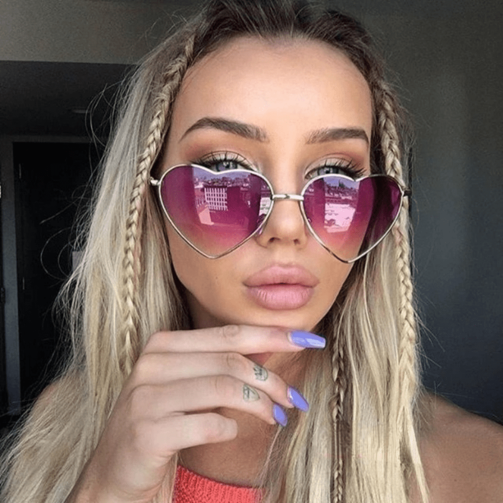 Y2K Ombre Heart Sunglasses Love Metal UV400 for Party Beach Club