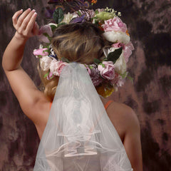 Wedding Bridal 2 Layer Veil with Comb Ribbon Edge
