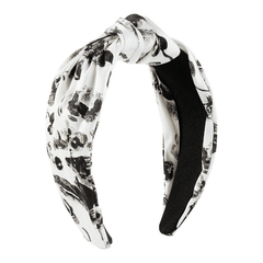 Tie Dye Print Hair Band Cross Knotted Headdress Wide Head Hoop Fabric Women Girl