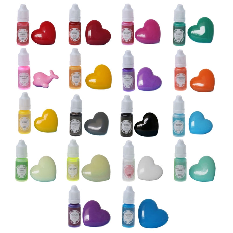 18 Colors Epoxy Pigment Liquid Resin Colorant Non-Toxic 0.35oz Dye