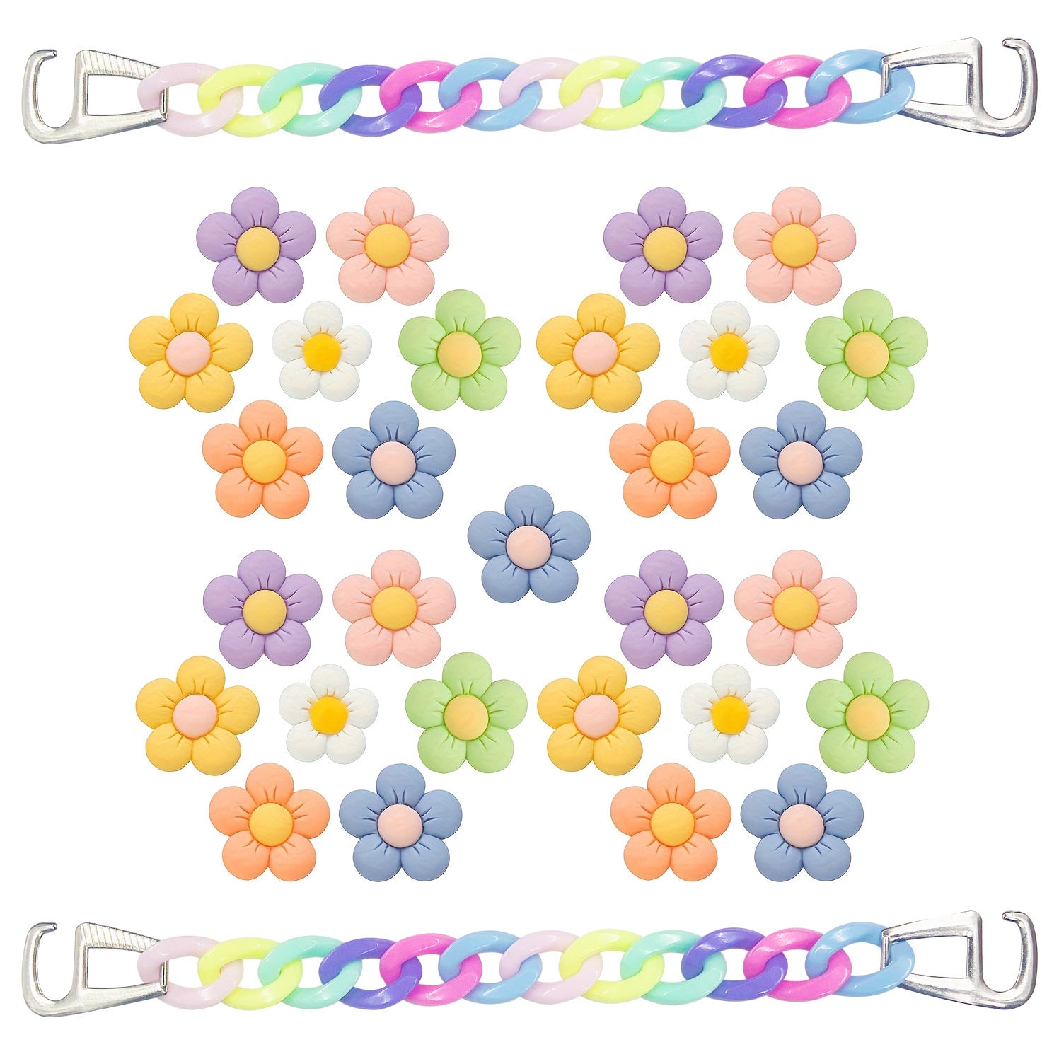 30pcs Flower Shoe Charms for DIY Shoes Pins Kids Adults