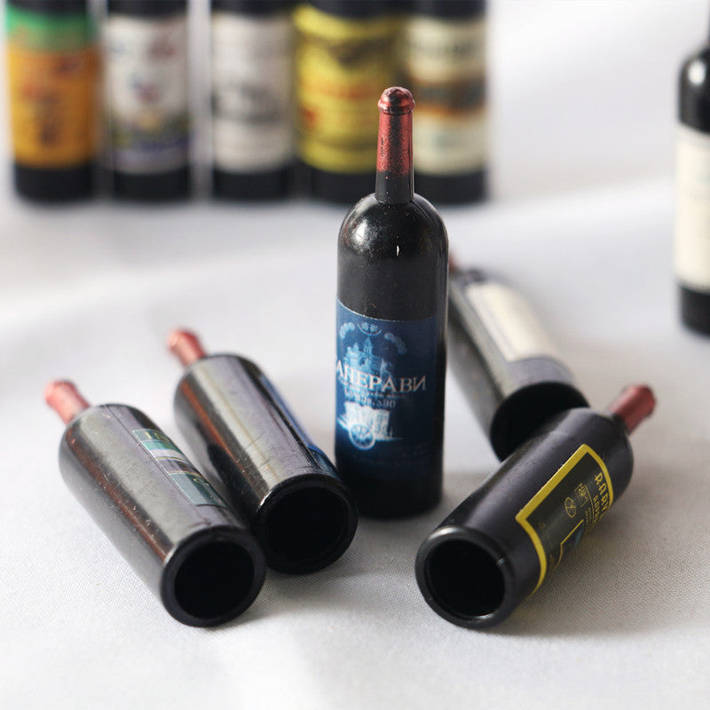 5pcs Mini Red Wine Bottle Dollhouse Prop Handicraft Decoration