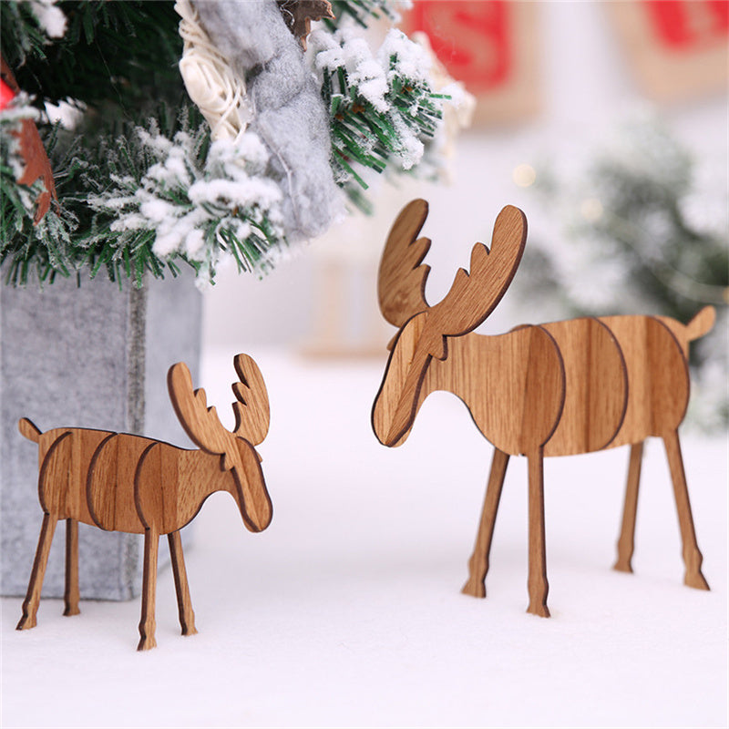 Handcrafted Elk Wooden Ornament for Christmas and Home Decor