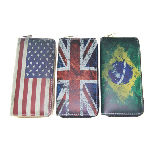 Flag Pattern Long Wallet Credit Card Organizer & ID Holder Women's Clutch Bag