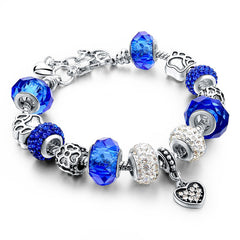 Love Heart Bracelet Silvery Bead Bangle Jewelry