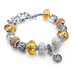 Love Heart Bracelet Silvery Bead Bangle Jewelry