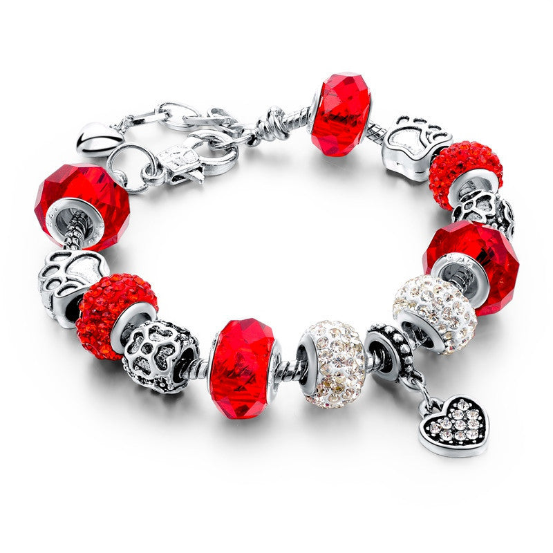 Love Heart Bracelet Silvery Bead Bangle Jewelry