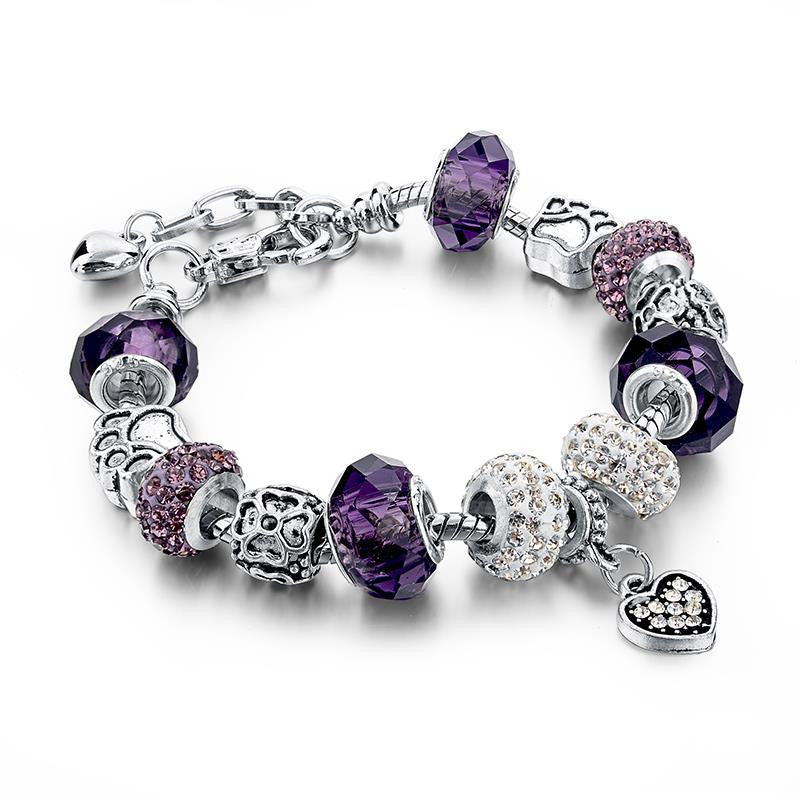 Love Heart Bracelet Silvery Bead Bangle Jewelry