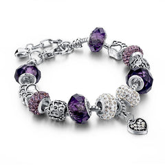 Love Heart Bracelet Silvery Bead Bangle Jewelry