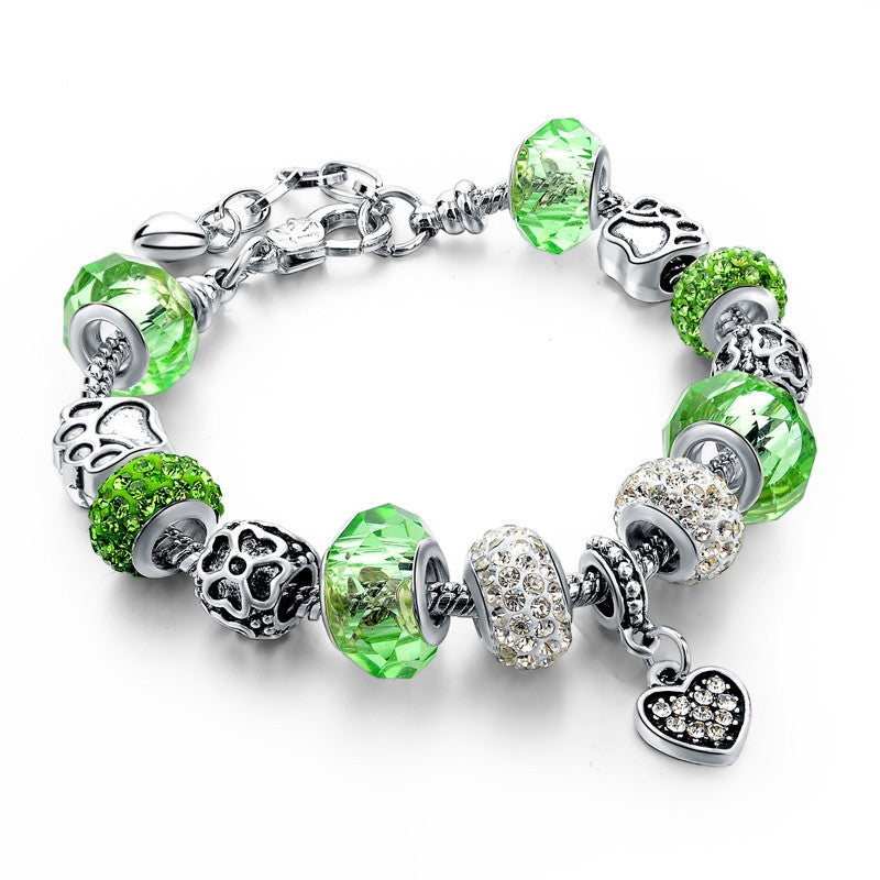 Love Heart Bracelet Silvery Bead Bangle Jewelry