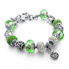 Love Heart Bracelet Silvery Bead Bangle Jewelry