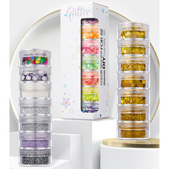 7 Bottle Set Chunky & Fine Glitter Mix Iridescent Makeup Glitter