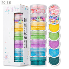 7 Bottle Set Chunky & Fine Glitter Mix Iridescent Makeup Glitter