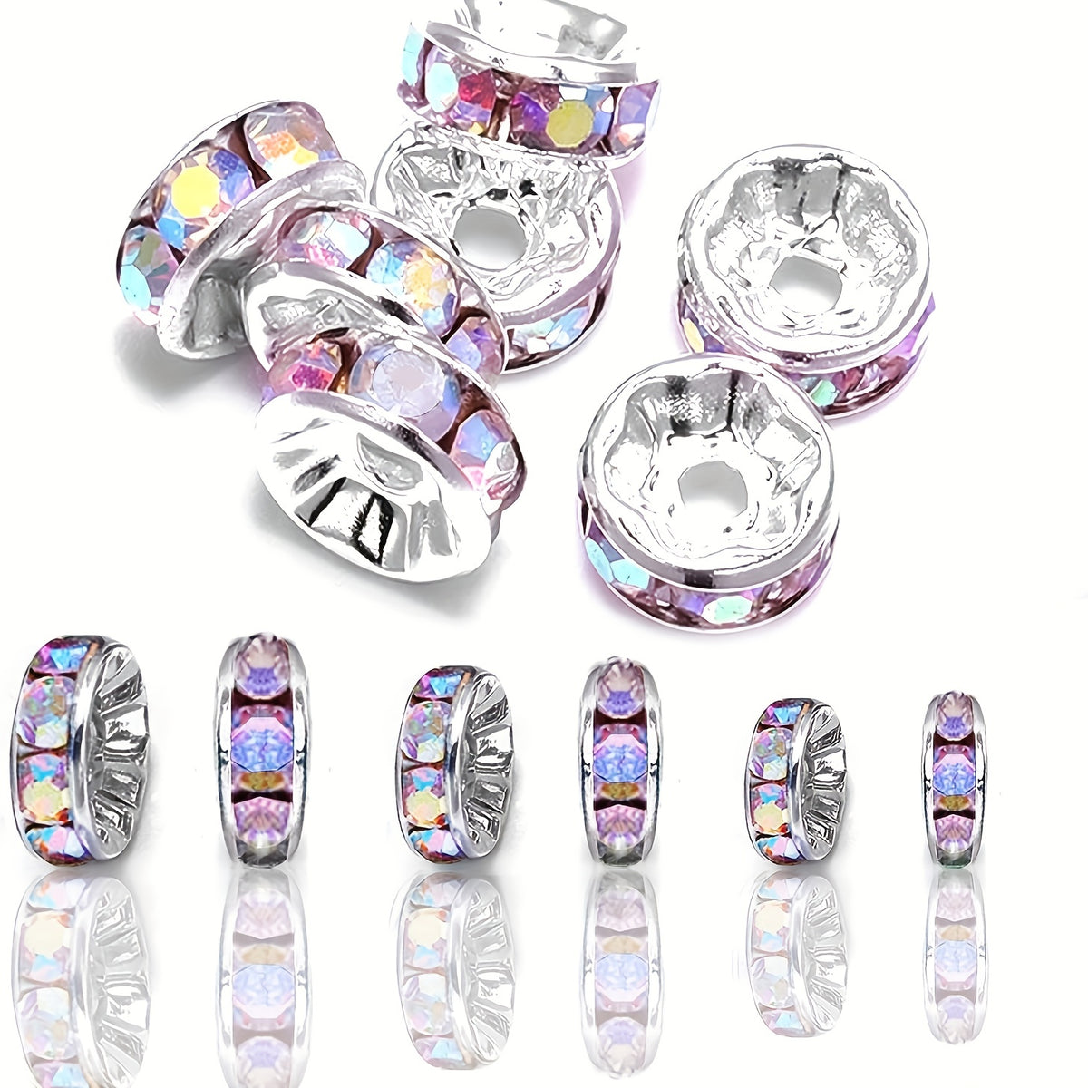 100pcs Colorful Rhinestone Beads DIY Jewelry Making Necklace Bracelet Craft
