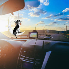 Car Rearview Mirror Pendant Dog Sitting On Moon Hanging Ornament