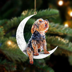 Car Rearview Mirror Pendant Dog Sitting On Moon Hanging Ornament