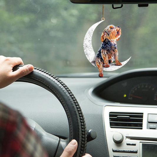 Car Rearview Mirror Pendant Dog Sitting On Moon Hanging Ornament