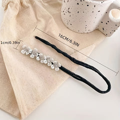 Rhinestone Hair Bun Maker with Pearl and Flower Hair Styling Tool