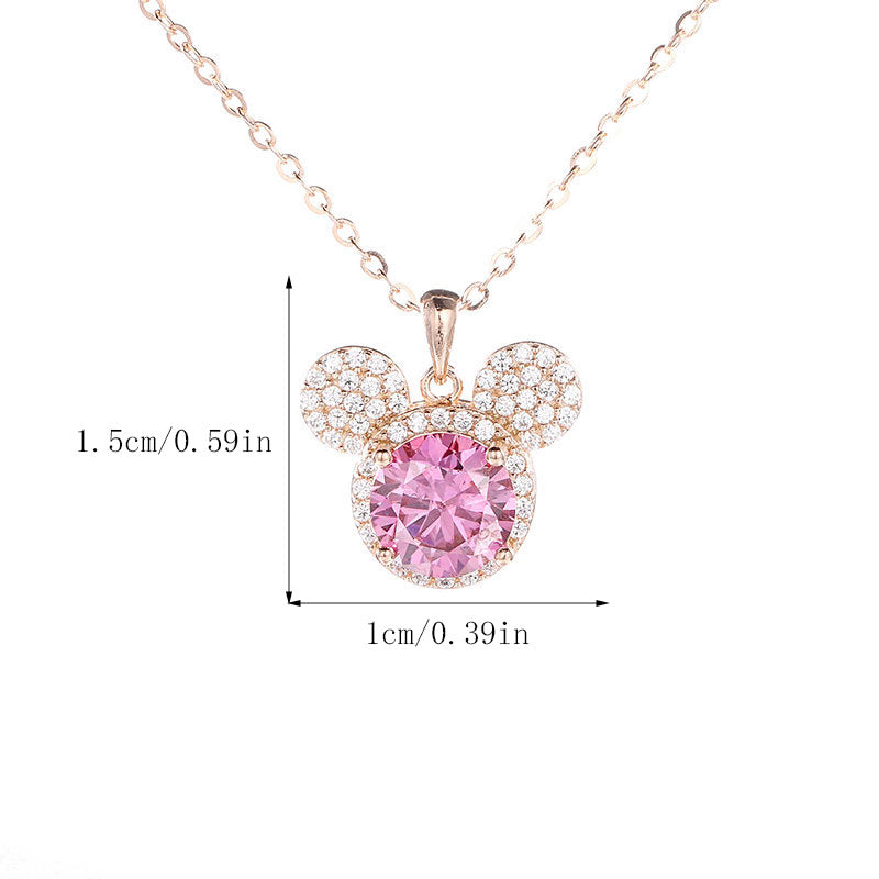 CZ Mouse Pendant Necklace For Girls