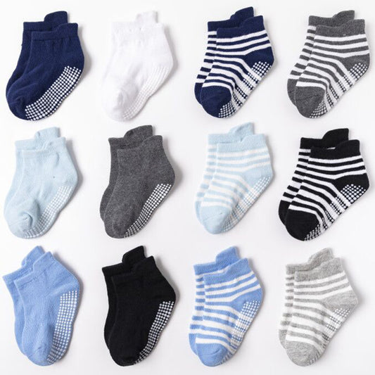 6 Pairs Kids Cotton Floor Socks Non Slip Baby Ankle Socks