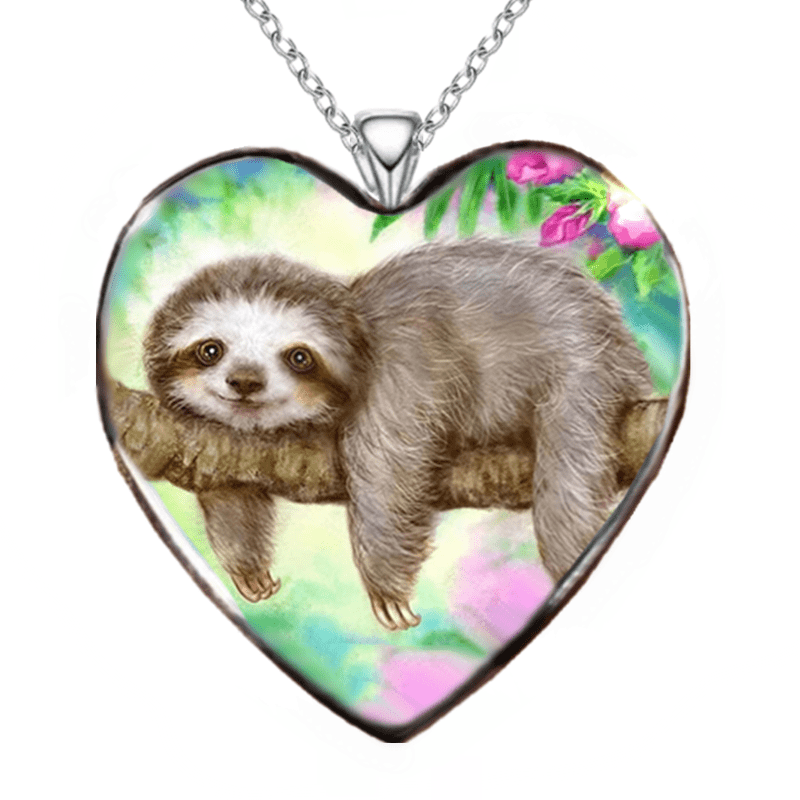 Sloth Print Pendant Necklace Jewelry Gift for Girls