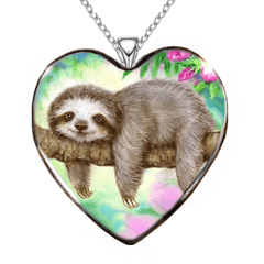 Sloth Print Pendant Necklace Jewelry Gift for Girls