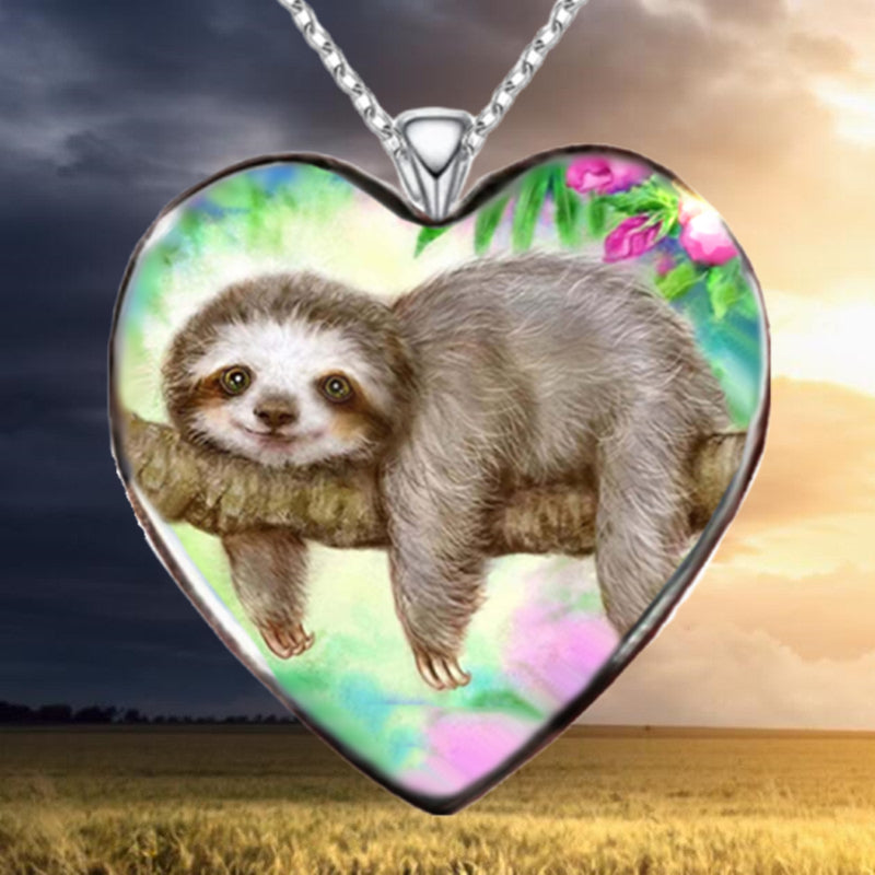 Sloth Print Pendant Necklace Jewelry Gift for Girls