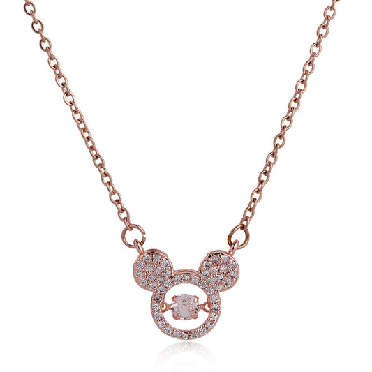 Cartoon Mouse Necklace for Kids CZ Decor Pendant