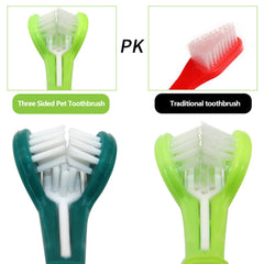 Three Sided Dog Toothbrush for Effective Teeth Cleaning and Bad Breath Care